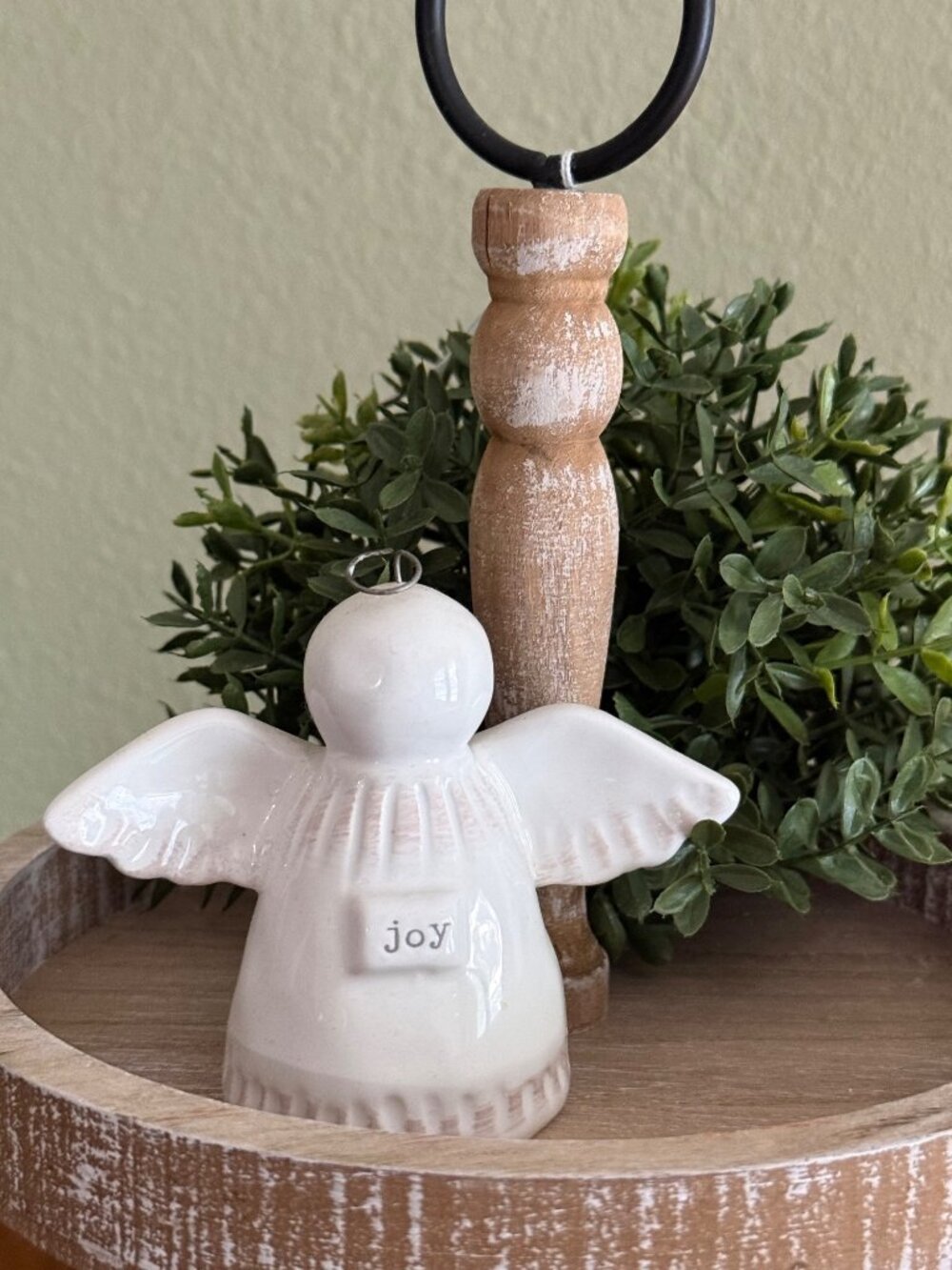 small Mud Pie Angel Figurine Believe Ceramic Glossy White Collectible 3.75x4"